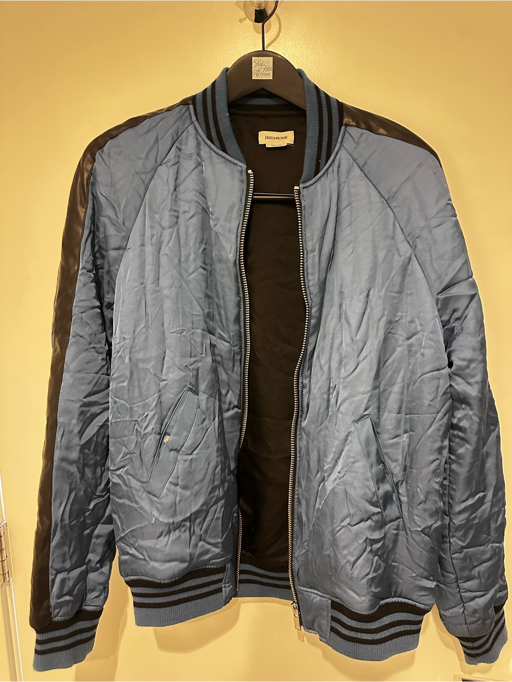 Zadig & Voltaire Light Blue Bomber Jacket with Black Trim